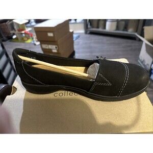 Clarks Collection Roseville Sky Black Slip On Flats Loafers Women's Size 9